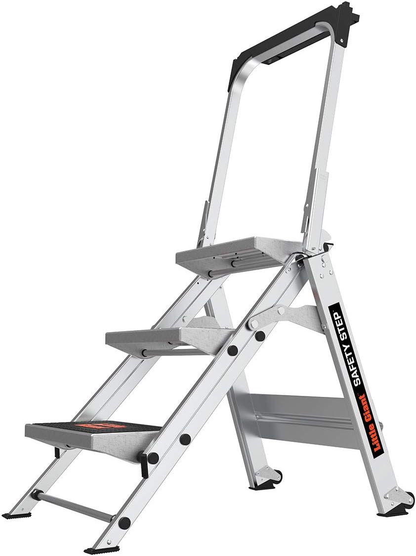 Ladders, Safety Step, 3-Step, 3 Foot, Step Stool, Aluminum, Type 1A, 300 lbs Weight Rating, (10310BA)