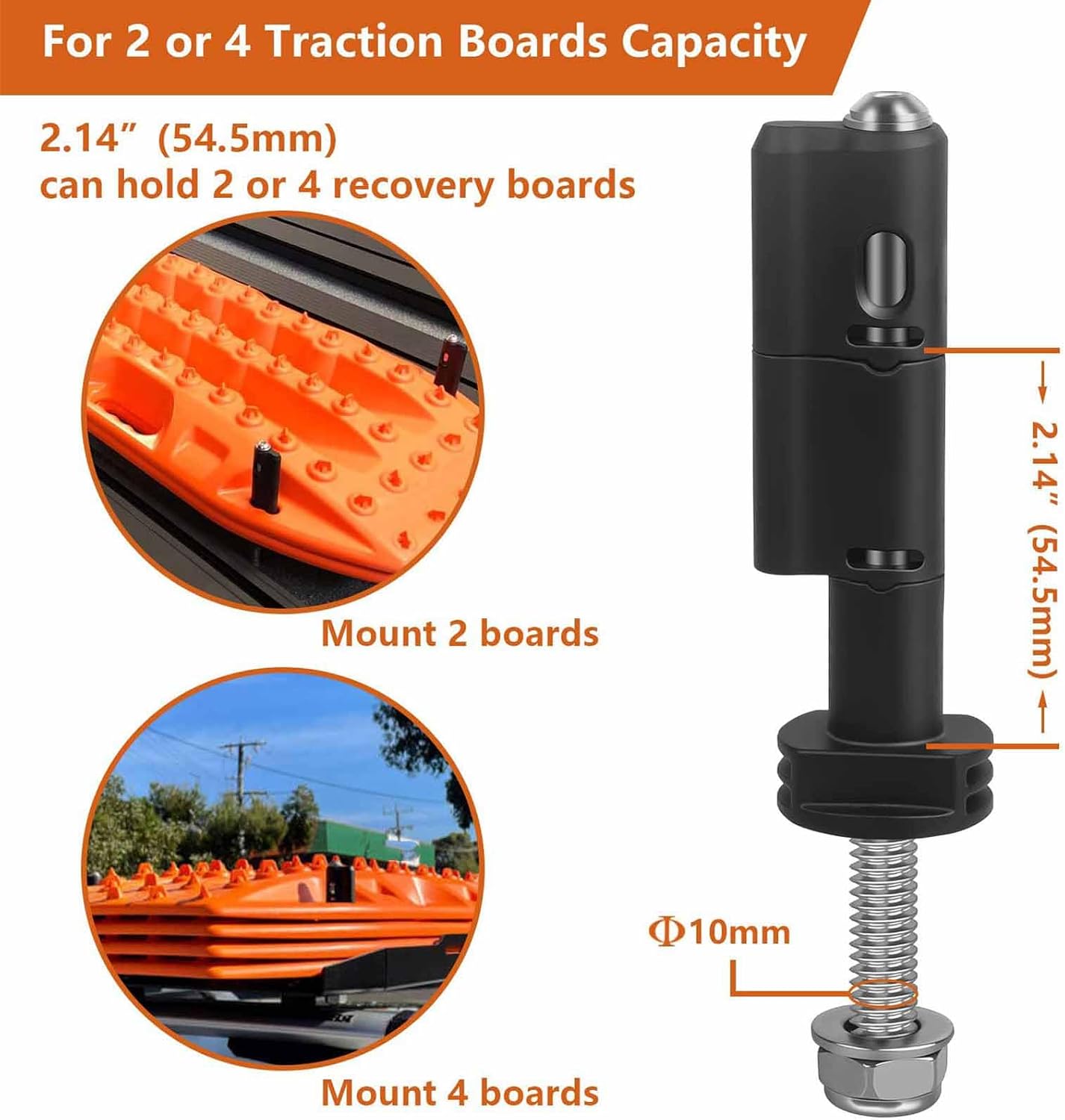 Mounting Pins for Recovery Boards, Lockable Design Traction Boards Mounting Pins, Theftproof Safety Kits, Mount Pins Fit for MaxTrax MKII Recovery Boards, 4 Packs