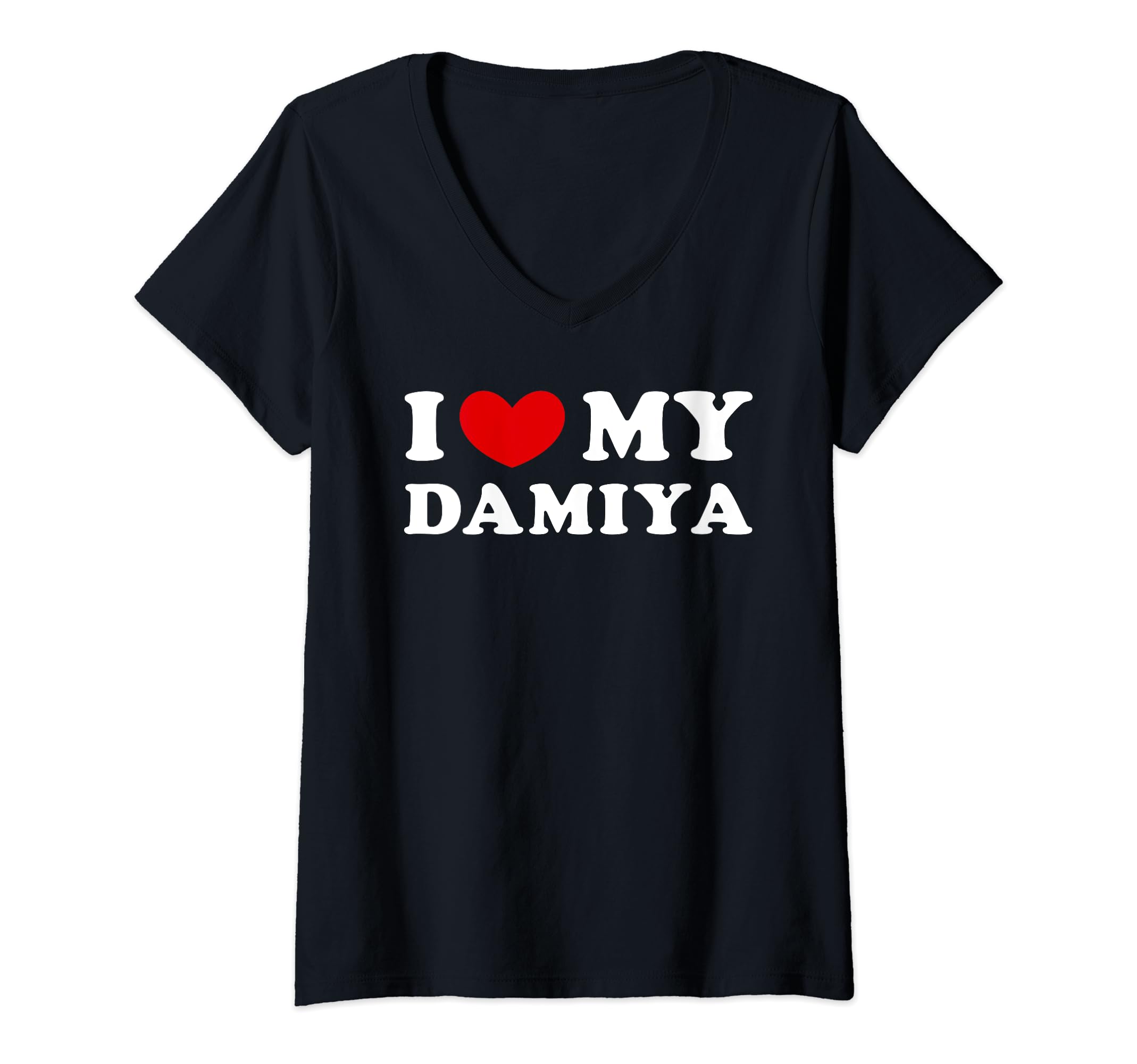 I Love My Damiya, I Heart My Damiya V-Neck T-Shirt