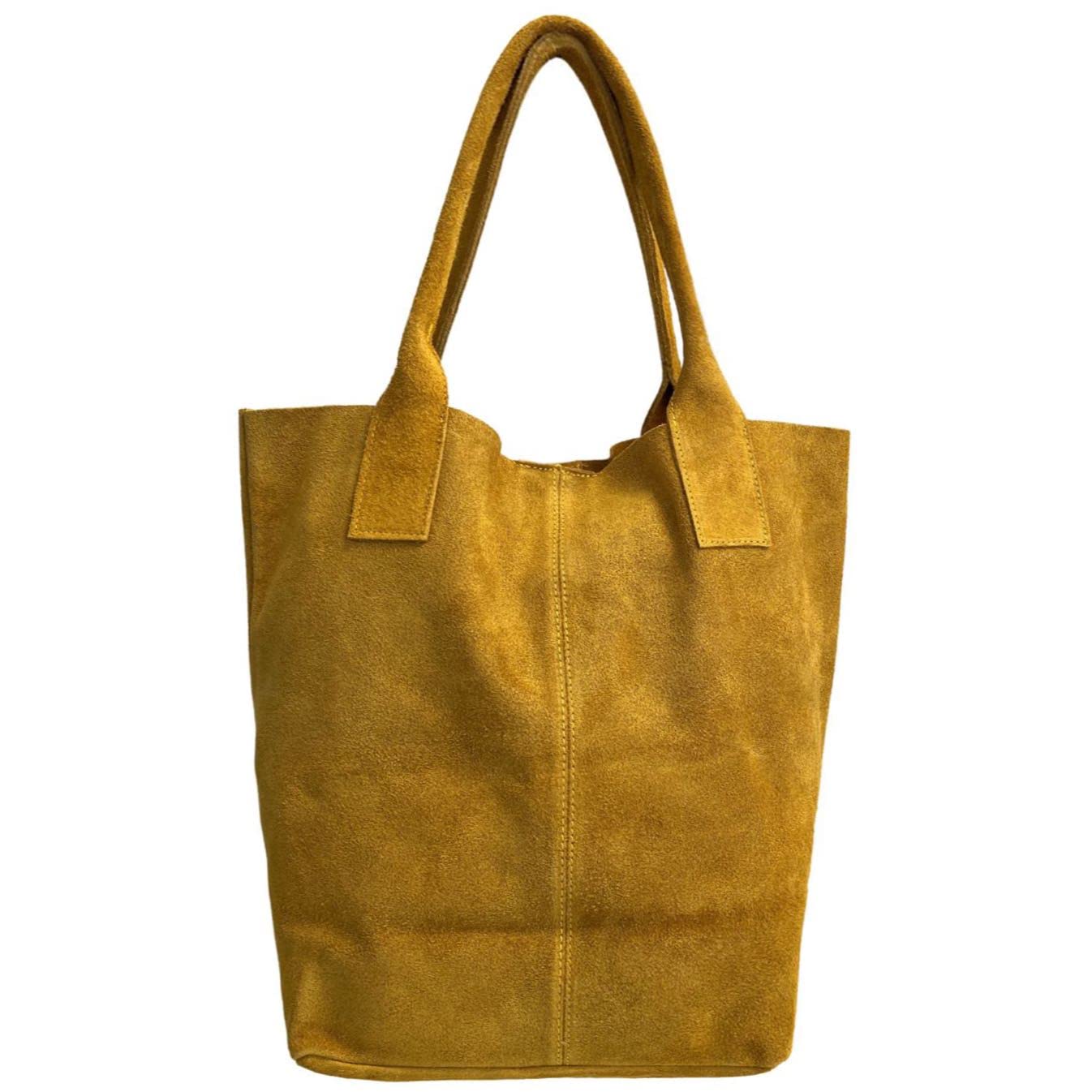 Sac shopper pour femme en daim véritable, avec étui à bijoux de la même couleur - Sac à main - Sac à bandoulière