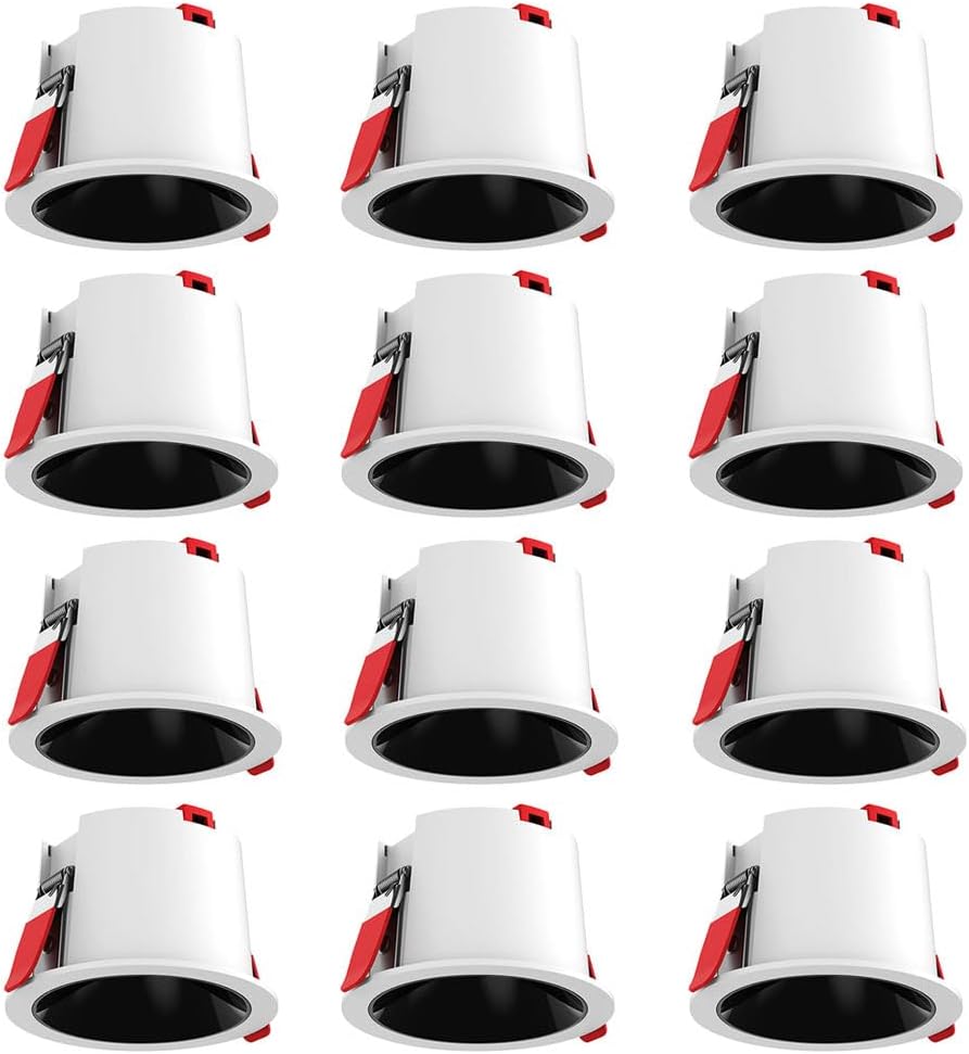 CRI97 Aluminum Ceiling Lighting Spotlights, Anti-Glare Recessed Downlight, LED 3 Colors Dimmable Downlight, 7W Recessed Lighting Spotlight for Living Room Bedroom Office 12 Pack