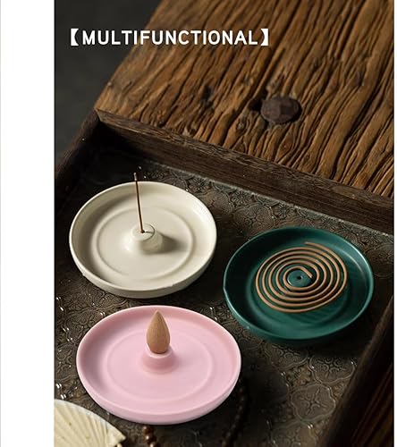 Miniatura 5 de Oavand Juego de 3, pequeño soporte japonés hecho a mano, quemador de incienso de cerámica minimalista moderno para incienso de cono o palo, bandeja