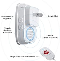 Vista 2 de Buscapersonas de cuidadores botón de llamada inalámbrico para pacientes ancianos personal en el hogar sistema de alerta de vida para personas