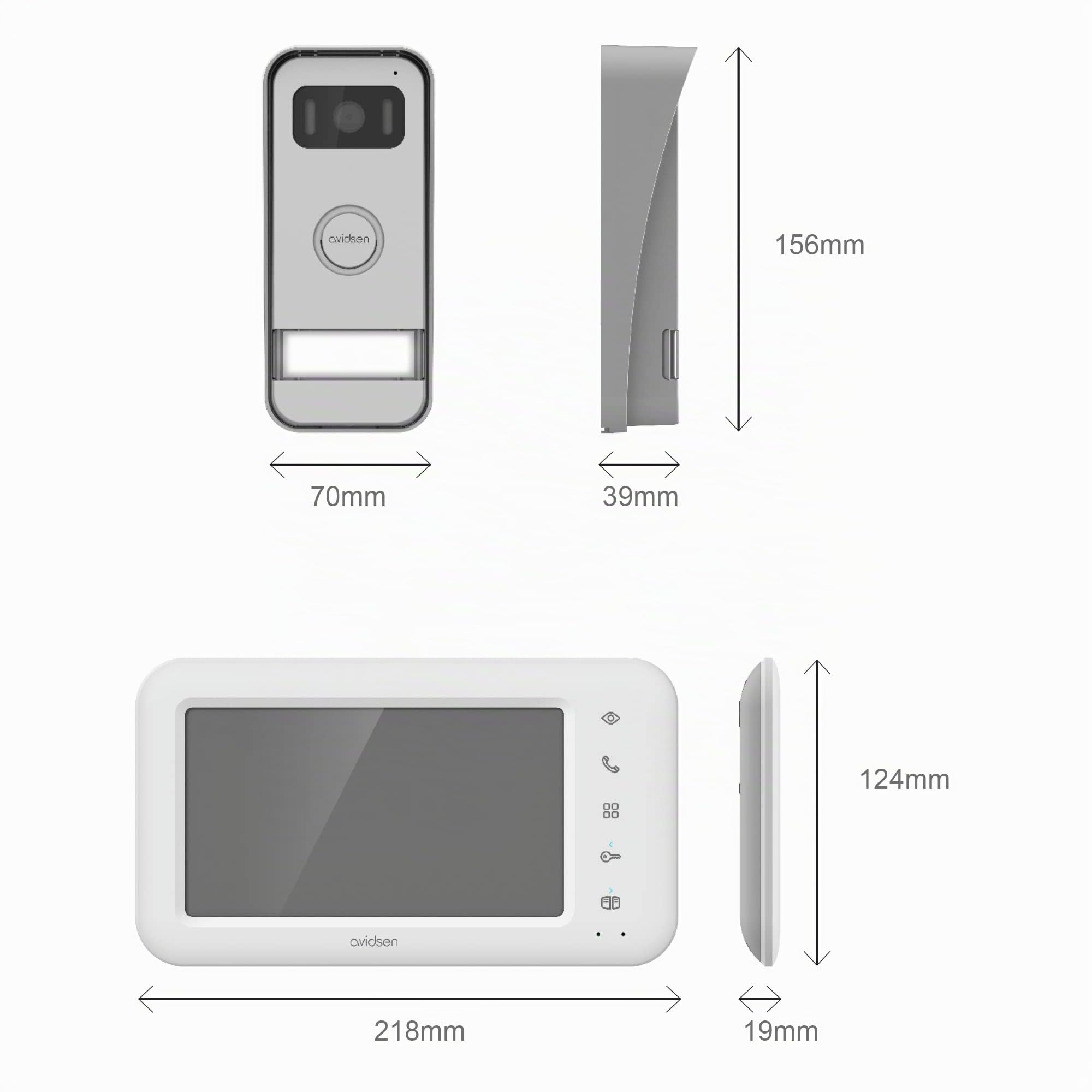 Videocitofono Elia Avidsen a colori 7 pollici LCD, 2 fili eco-progettato, controllo apertura del cancello,