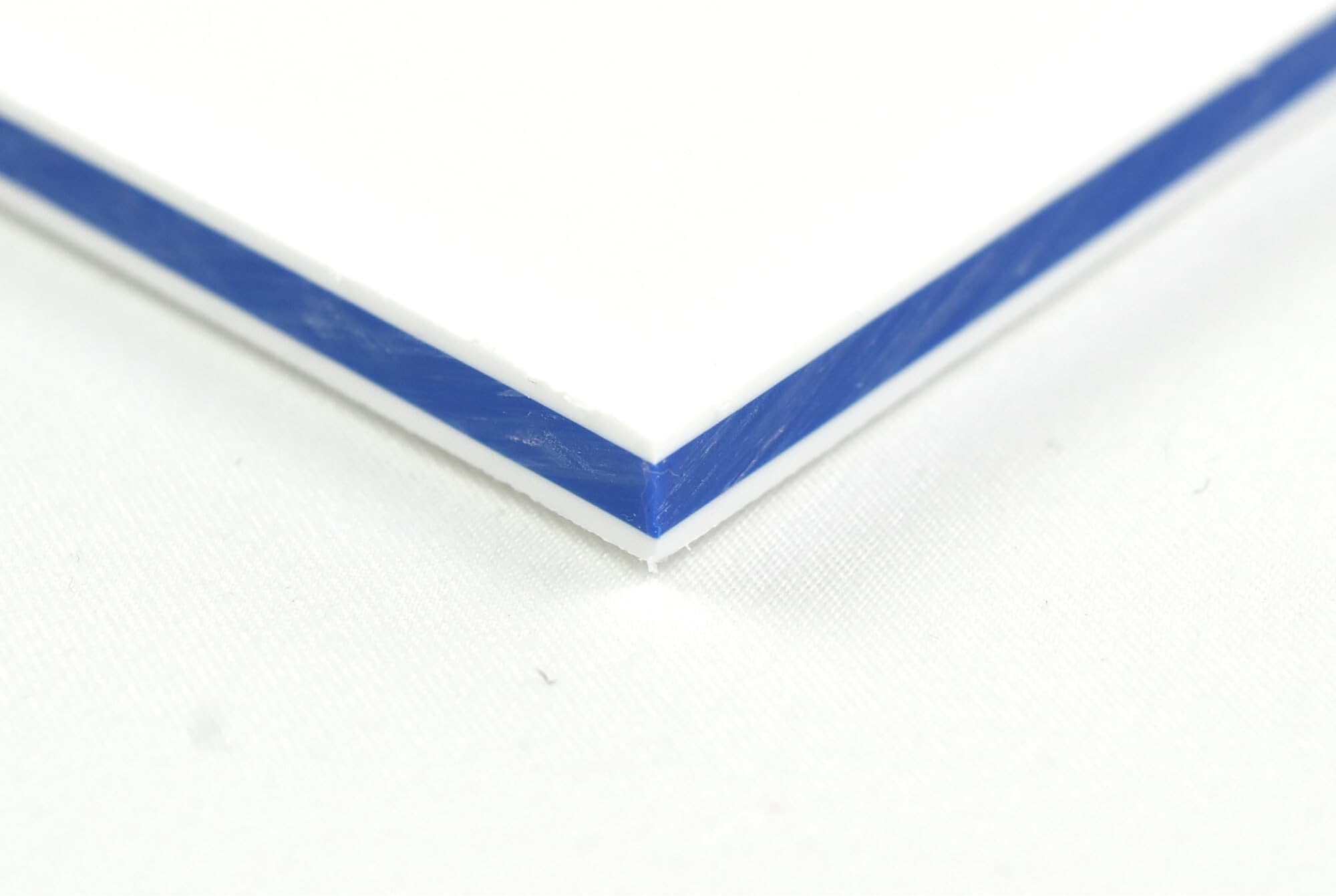 BuyPlastic King ColorCore Plastic Sheet 3/4" x 12" x 12" White-Blue-White Color Core, HDPE Board, High Density Polyethylene Panel