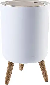 Lixeira Glam 8 Litros Modelo Retrô com Tampa Banheiro Escritório Cozinha Sala Abertura Click Modernidade e Sofisticação Branca Cesto de Lixo Redondo