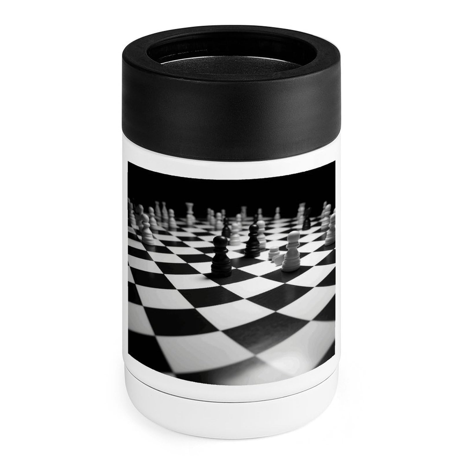 Refroidisseur de boissons en acier inoxydable à damier noir et blanc