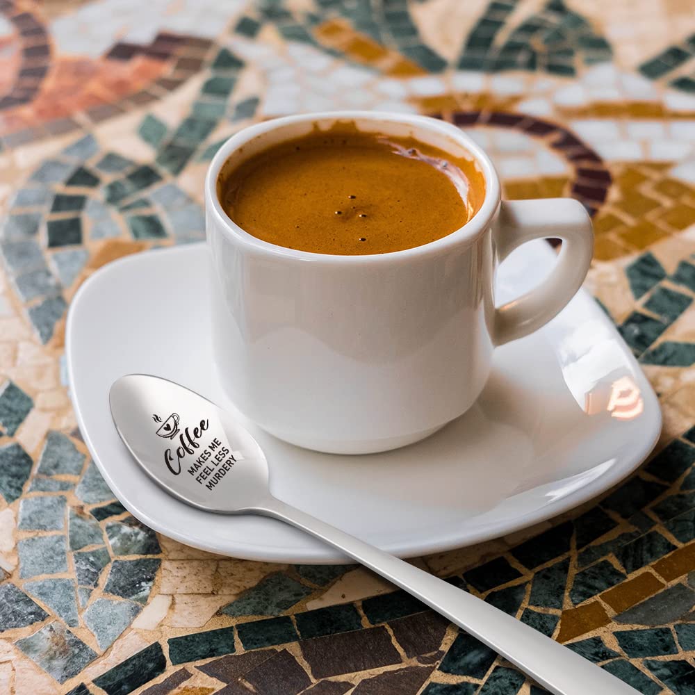 Lustiger Kaffeelöffel Mit Gravur – Edelstahl, 19,1 Cm, „Kaffee Macht Mich Kacke“ – Geschenkidee