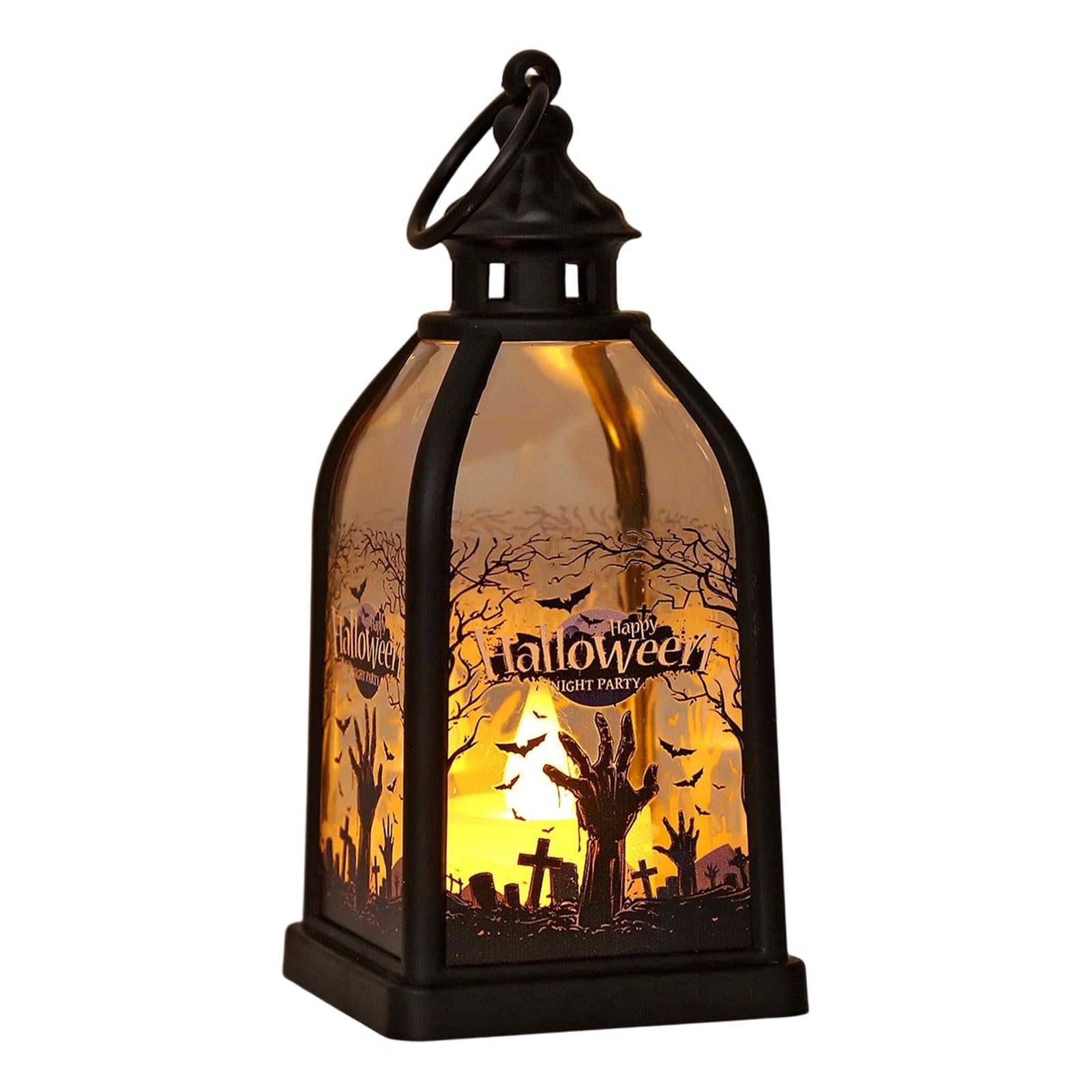 ZhzeYun Halloween Candle Lantern Decorative Spooky Witch Skeleton Pumpkin Tabletop Light for Haunted House Front Porch Gothic Home Party D