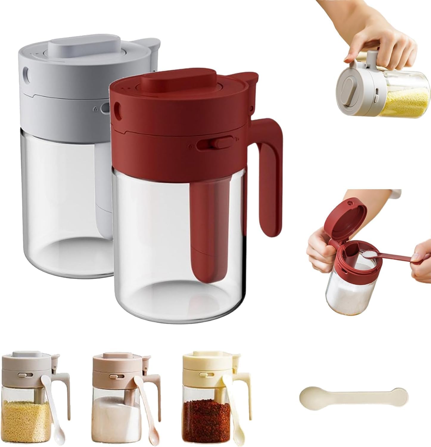 Amazon｜【2025年新登場】 2in1調味料ポット 調味料入れ 塩 砂糖入れ