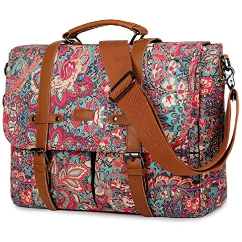 BAOSHA Bolso de hombro para mujer con impresión floral para portátil de 15,6 pulgadas Cover