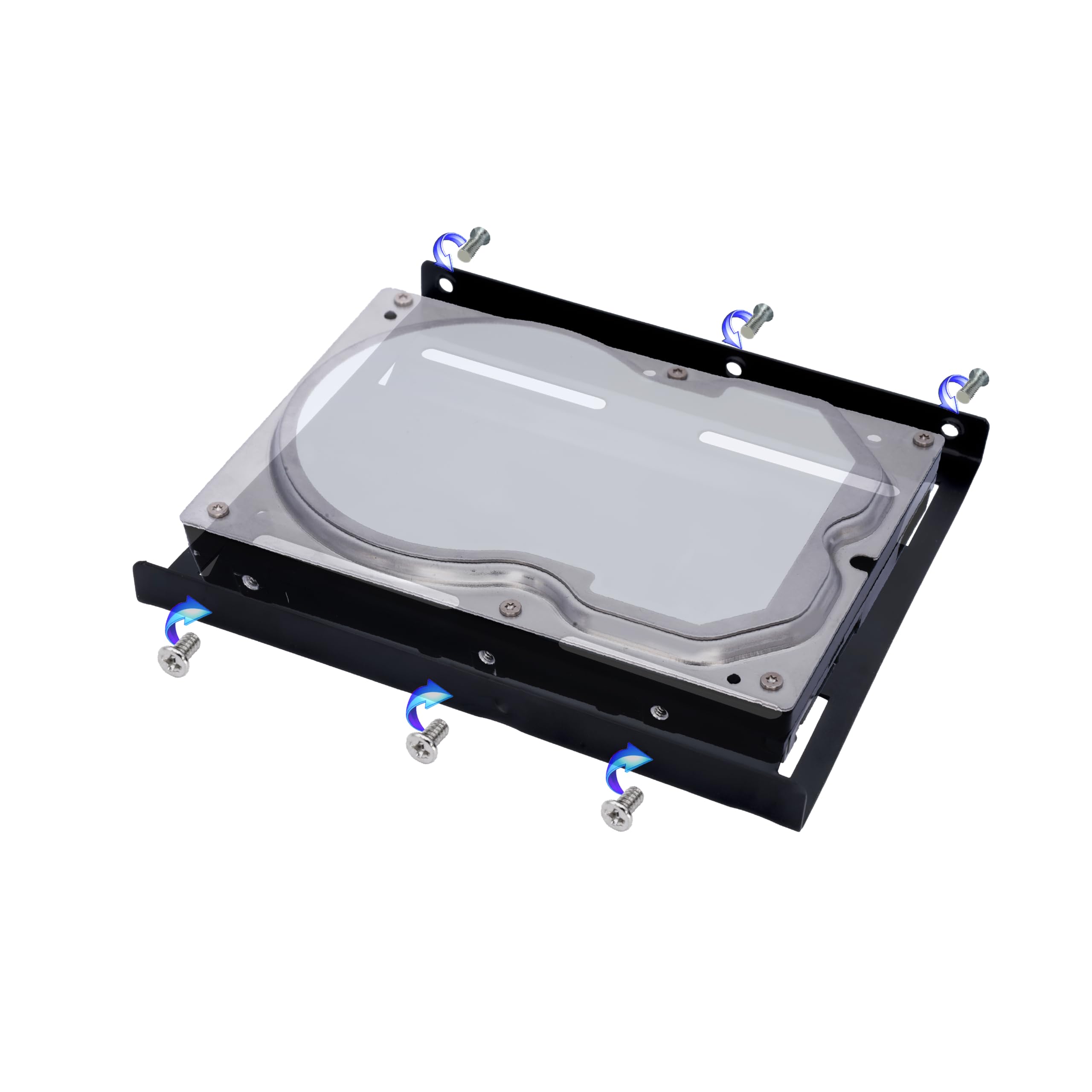 BIGtec Adattatore per dischi rigidi SSD HDD telaio da incasso 2,5" a 3,5" telaio intercambiabile per PC, supporto per computer, binari di montaggio in metallo nero