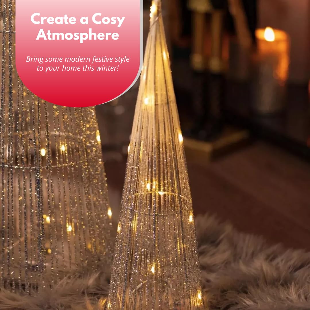 Homgoday Piramide di Natale LED, Luminosa Albero di Natale Cono Illuminato, Cono di luce di Natale, decorazione d'interni, illuminazione decorativa, Decorativa Cono acrilico Luci LED Blu 90cm
