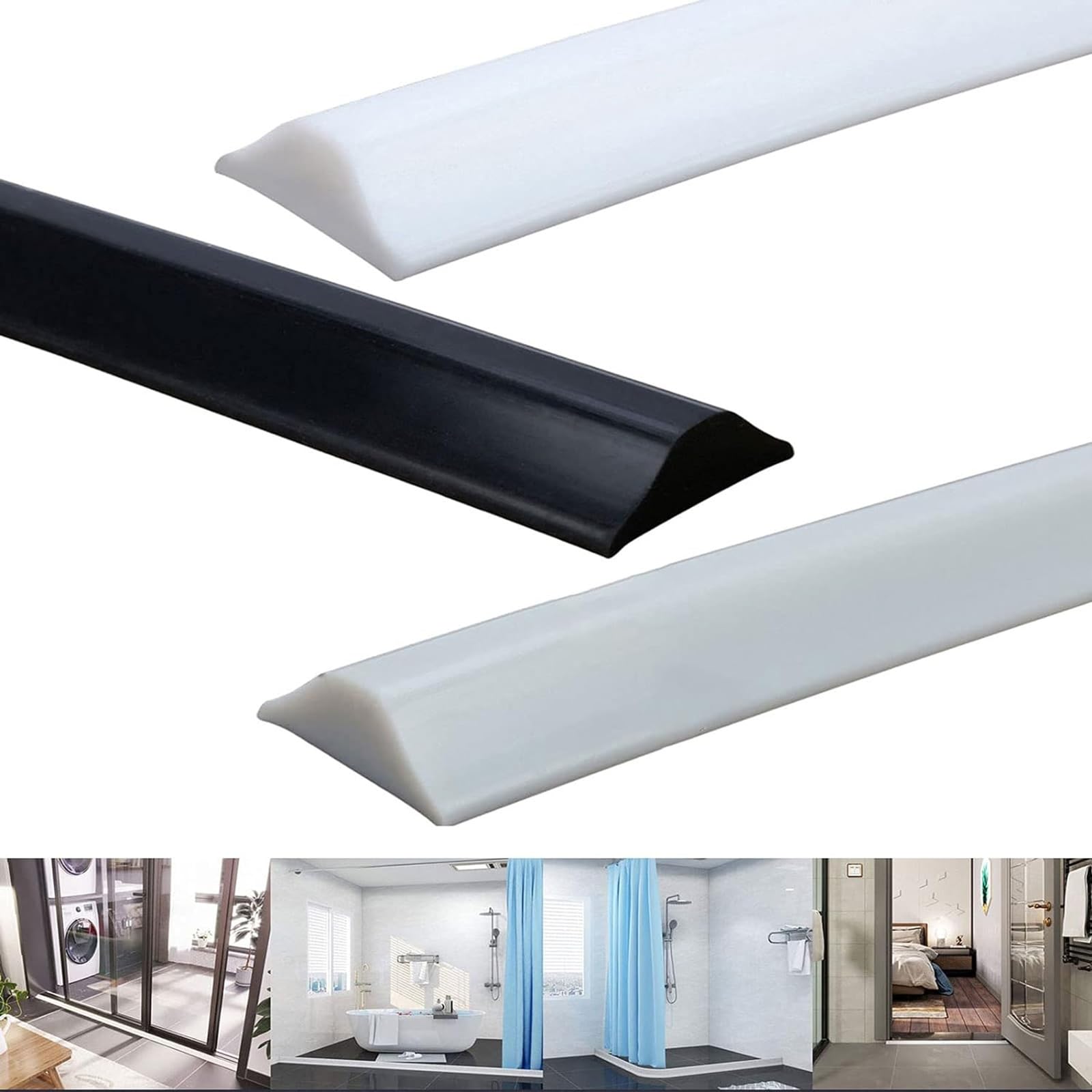 Striscia di ritenzione dell'acqua in silicone, Striscia mobile di ritenzione dell'acqua in silicone morbido per bagno, Tappo autoadesivo per cucina, per barriera d'acqua con soglia doccia ( Color : Bl
