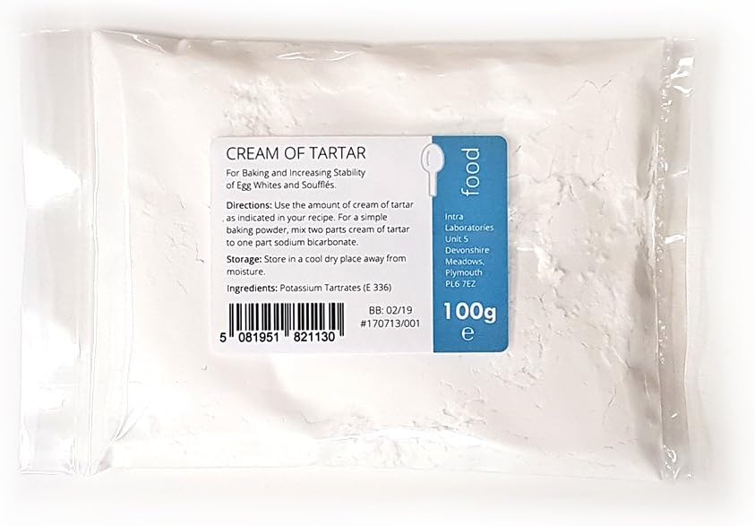 Intralabs Cream of Tartar for Baking & Playdough, Pure Food Grade Powder, 100g