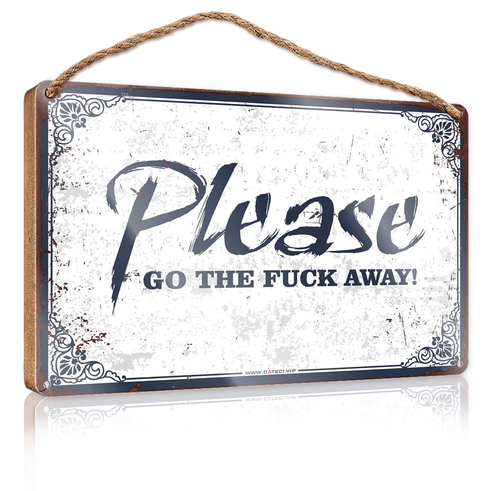 Yyhleh Boys One Color Hanging Plaque Sign Funny Bathroom Wooden Hanging Please Go The F-K Away Wooden Sign(23X35cm)