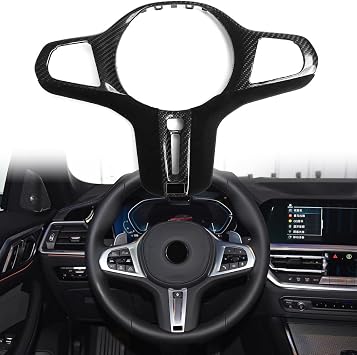 Jogon Real Carbon Fiber Steering Wheel Cover Panel for BMW G20 G22 G42 G23 G26 M2 M3 M4 G80 G82 G83 G87 Z4 I3 Replacement Steering Wheel Trim Hollow with Acc with Heating, Alcantara