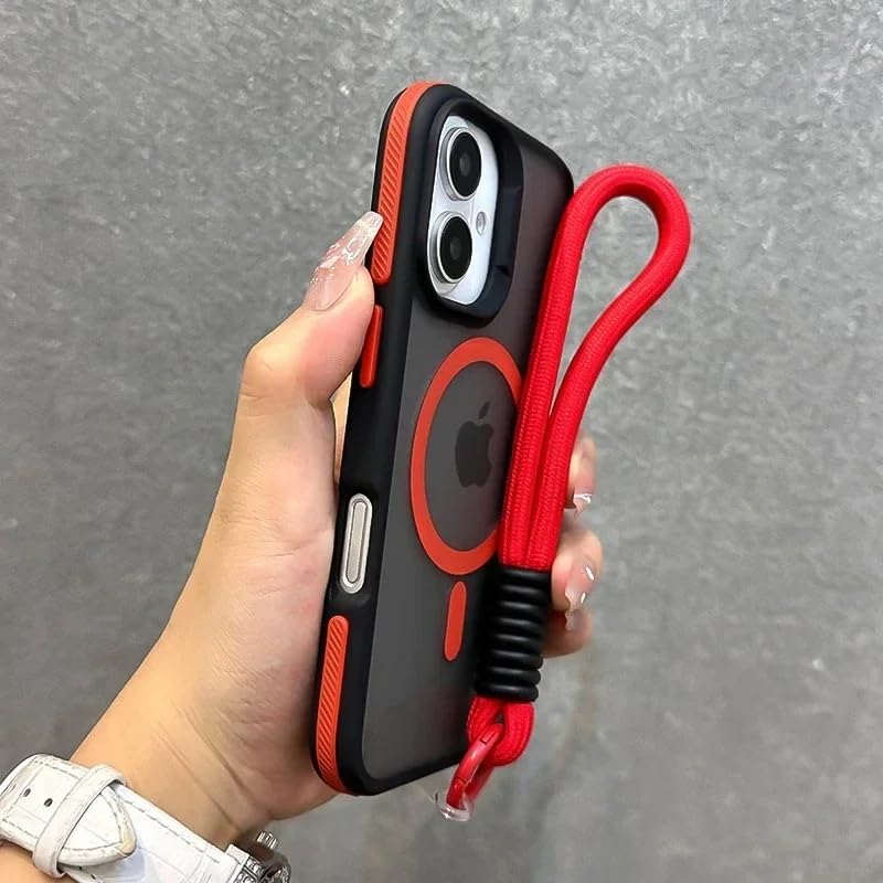 Coque iPhone 16 Plus magnétique avec lanière pour éviter les chutes