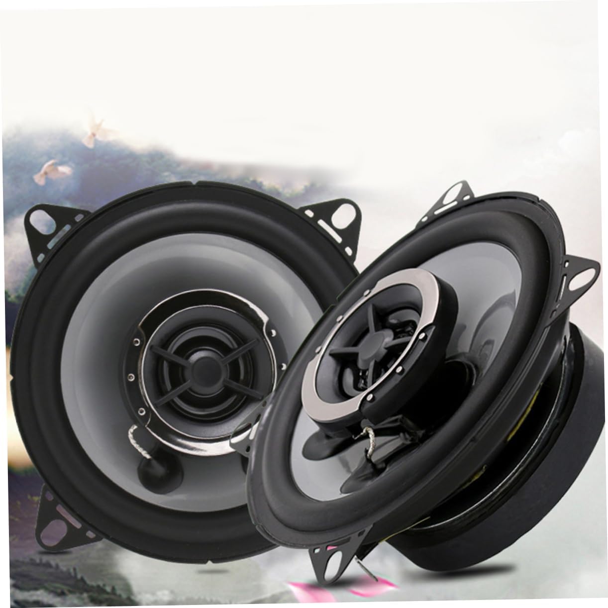 2Pcs Car Speaker Horn Dual Cone Automotive Audio Stylish Black Design Easy Installation High Efficiency Performance