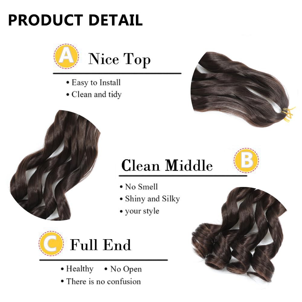FALEMEI French Curl Braiding Hair 12 Inch 8 Packs Curly Braiding Hair Pre Stretched French Curls Braiding Extension Curl Crochet Braids Spiral Extensions (4# - Image 4