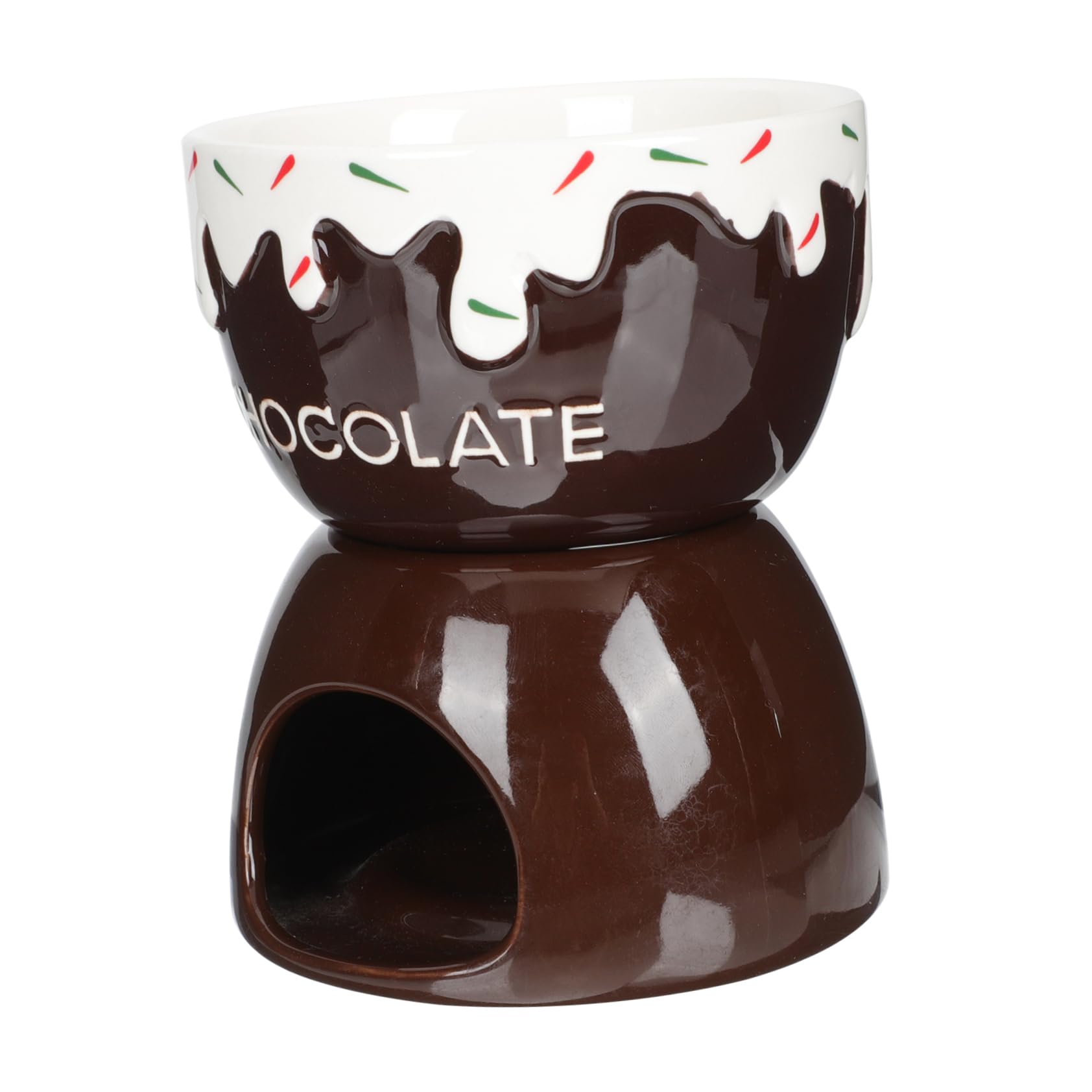 OKUMEYR 1set Ceramic Cheese Warmer and Fondue Pot Detachable Design for Melting Cheese and Butter Compact and Portable for Breakfast and Salad Serving