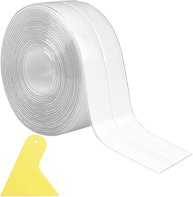 Caulk Strip Sealant Tape Waterproof Self Adhesive 1.5" x 10.5ft(38mm X 3.2M) for Decorating Kitchen, Bathroom, Bathtub, Toilet, Wall, Floor Transparent