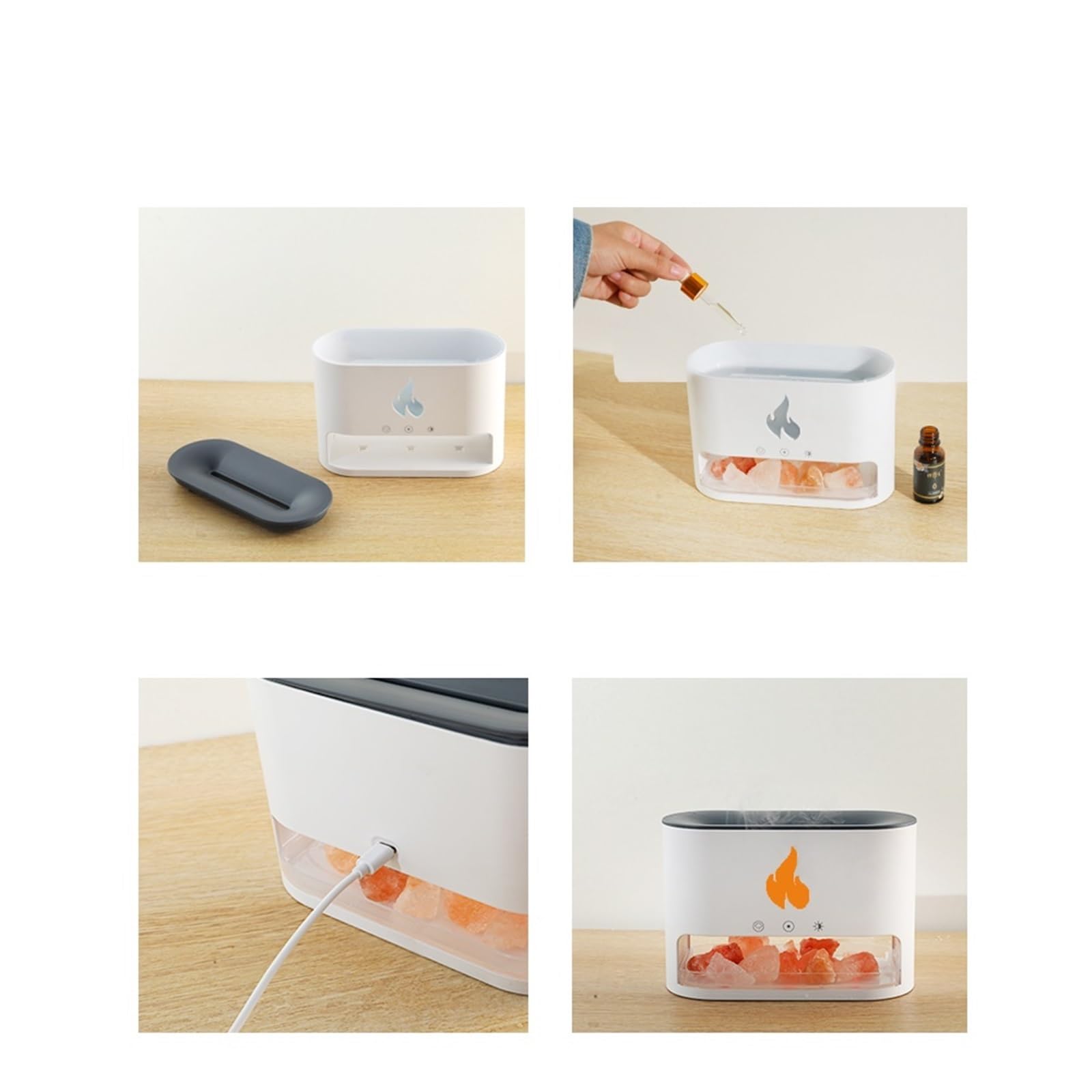 Humidificador, Difusor De Aites Esenciales Aromaterapia, Humidificador Ultrasónico Con Apagado Automático Y Luz Nocturna Sal,para hogar y oficina