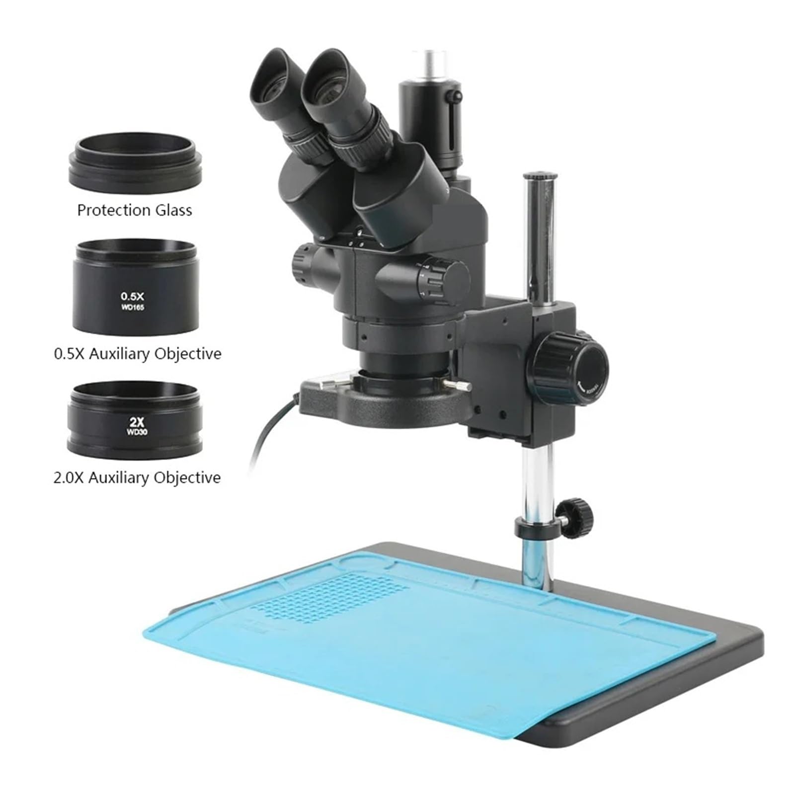 Mikroskop, Zestaw lunety trójokularowej do laboratorium przemysłowego Simul-Focal Stereo 56 LED Light naprawy lutowania PCB
