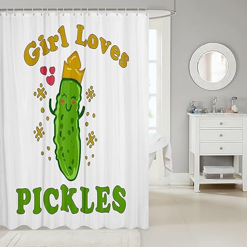 Miniatura 2 de Pickles - Cortina de ducha para niños, bonita cortina de baño de dibujos animados para baño, para niñas, niños, adolescentes, decoración kawaii,