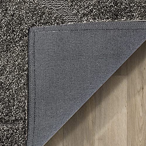 Image of Geometric Wave Round Shaggy Carpet for Living Room, Bedroom, High Low Design Finish Microfiber 1.8 Inch Pile High, 4x4 Feet Grey|Grey Color