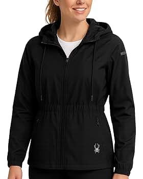 EIDER WONDER レディース 長い丈 防風 ジャケット_Black Amazon.com: Spyder Womens Rain Jacket - Fleeced Lined Wind