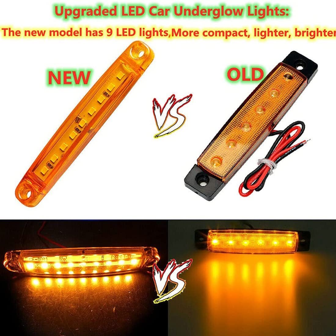 10 pezzi di luci LED per auto, luci a LED per ruote, luci per auto, camion, carrello da golf, UTV, ATV fuoristrada, giallo