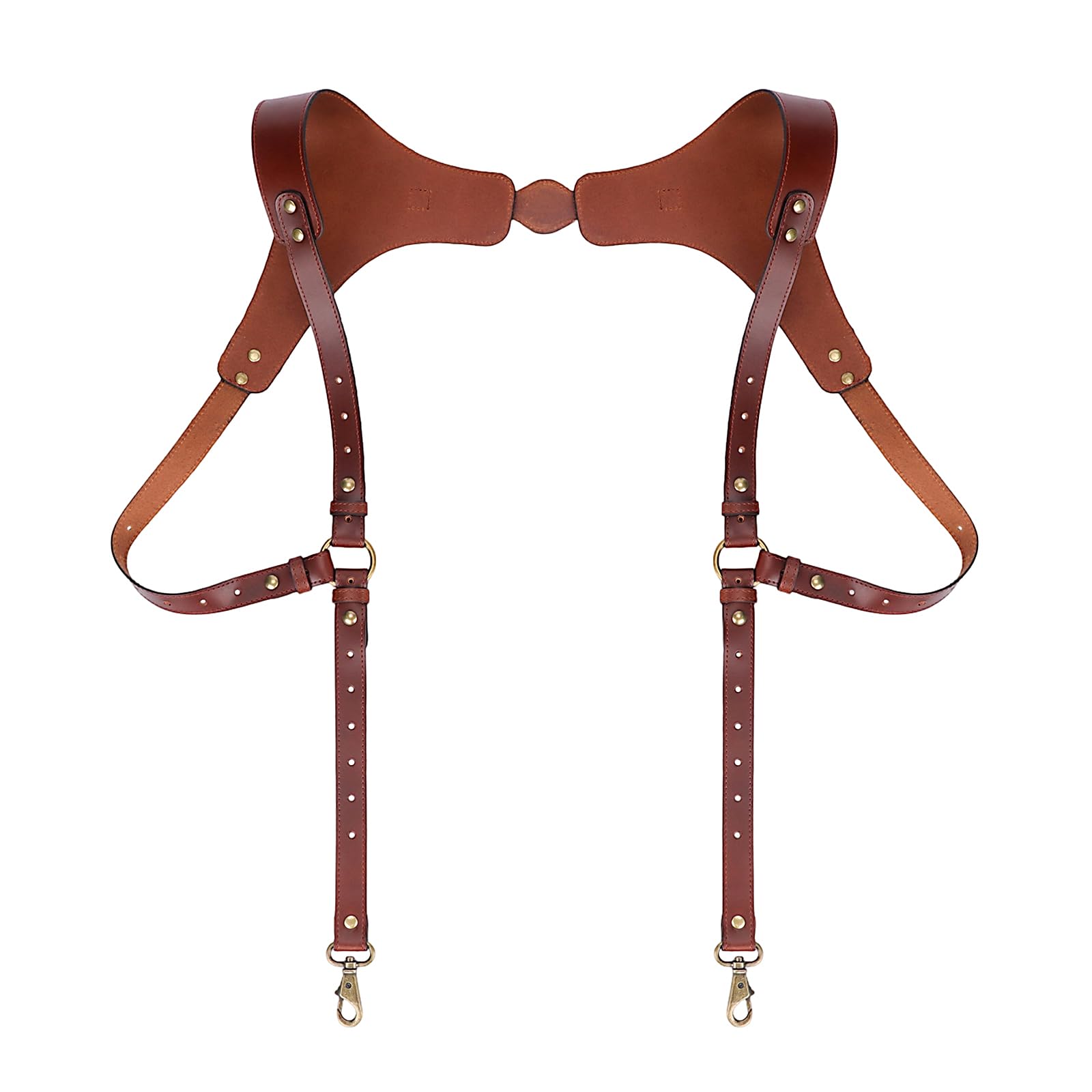 TOURBON Bretelles en cuir véritable avec vis Chicago Harnais de soutien dorsal réglable pour homme