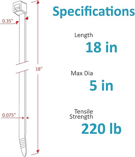 Miniatura 2 de Bridas grandes de 18 pulgadas, paquete de 50 bridas largas resistentes con resistencia a la tracción de 220 libras, bridas grandes, color negro