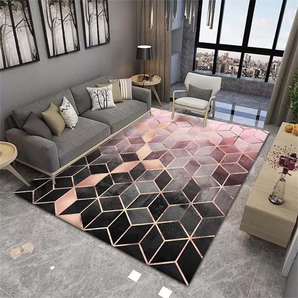 ESOUY Dywaniki tarasowe wodoodporne wystrój domu minimalistyczny szary różowy geometryczny wzór zmywalny sypialnia dywan dywany mały rozmiar 60 x 90 cm