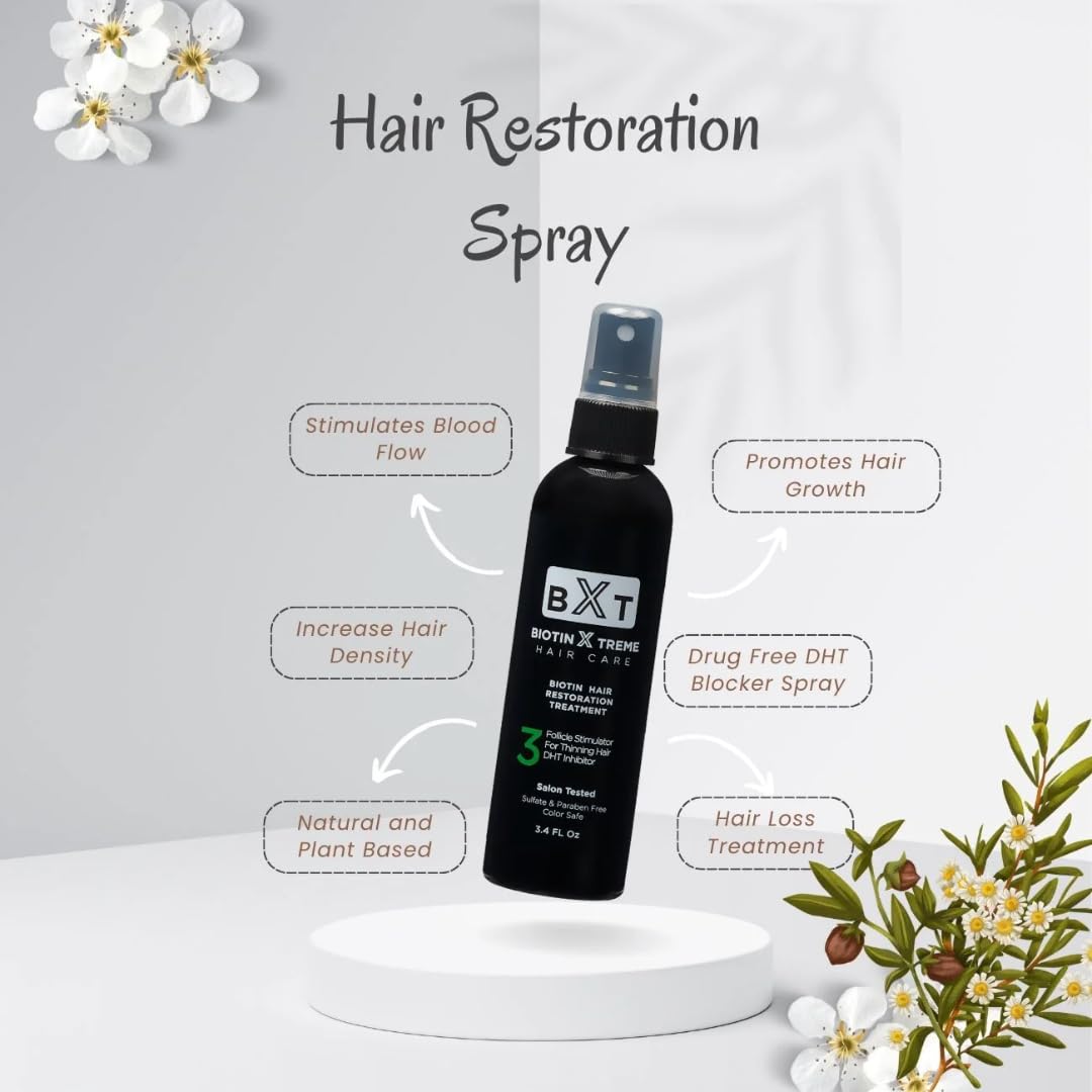 Biotin X Treme spray do odbudowy włosów, naturalny bloker DHT i stymulator pęcherzyków do przerzedzania włosów i wypadania włosów, serum bez leków, S