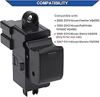 Vista 4 de Obaee Botón de control del interruptor de elevalunas eléctrico delantero y trasero lado del pasajero compatible con Nissan Frontier 2005-2017