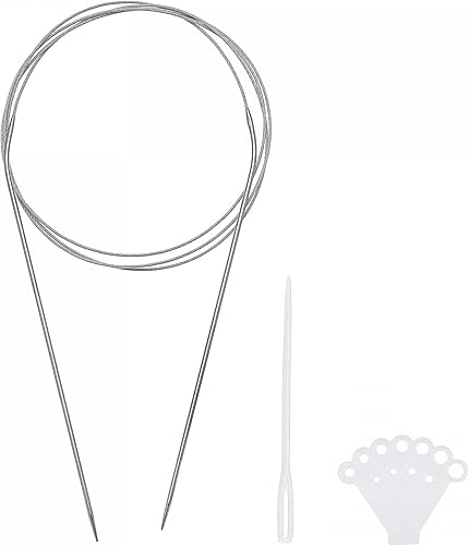 uxcell Kit de agujas de tejer circulares, 47.24 pulgadas de largo y 0.189 in de diámetro, aguja redonda de acero inoxidable para proyectos hechos a