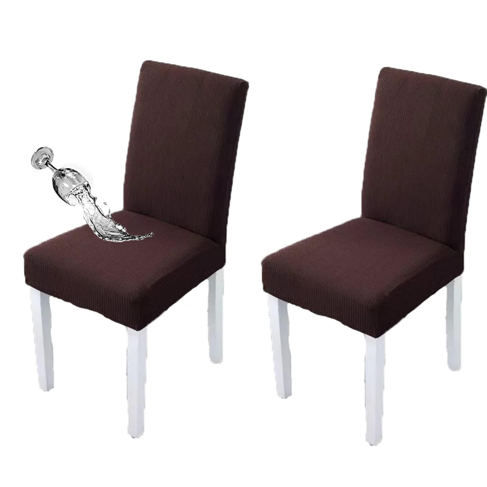 NMVAWIPT Waterproof Dining Chair Covers With Elastic Hem, Stretch Removable Washable Seats Slipcovers(#7,2pcs)