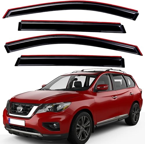 Lightronic Visera de ventana de ventilación automática con clip extra duradero, compatible con Nissan Pathfinder 2013-2018, protección UV, deflector