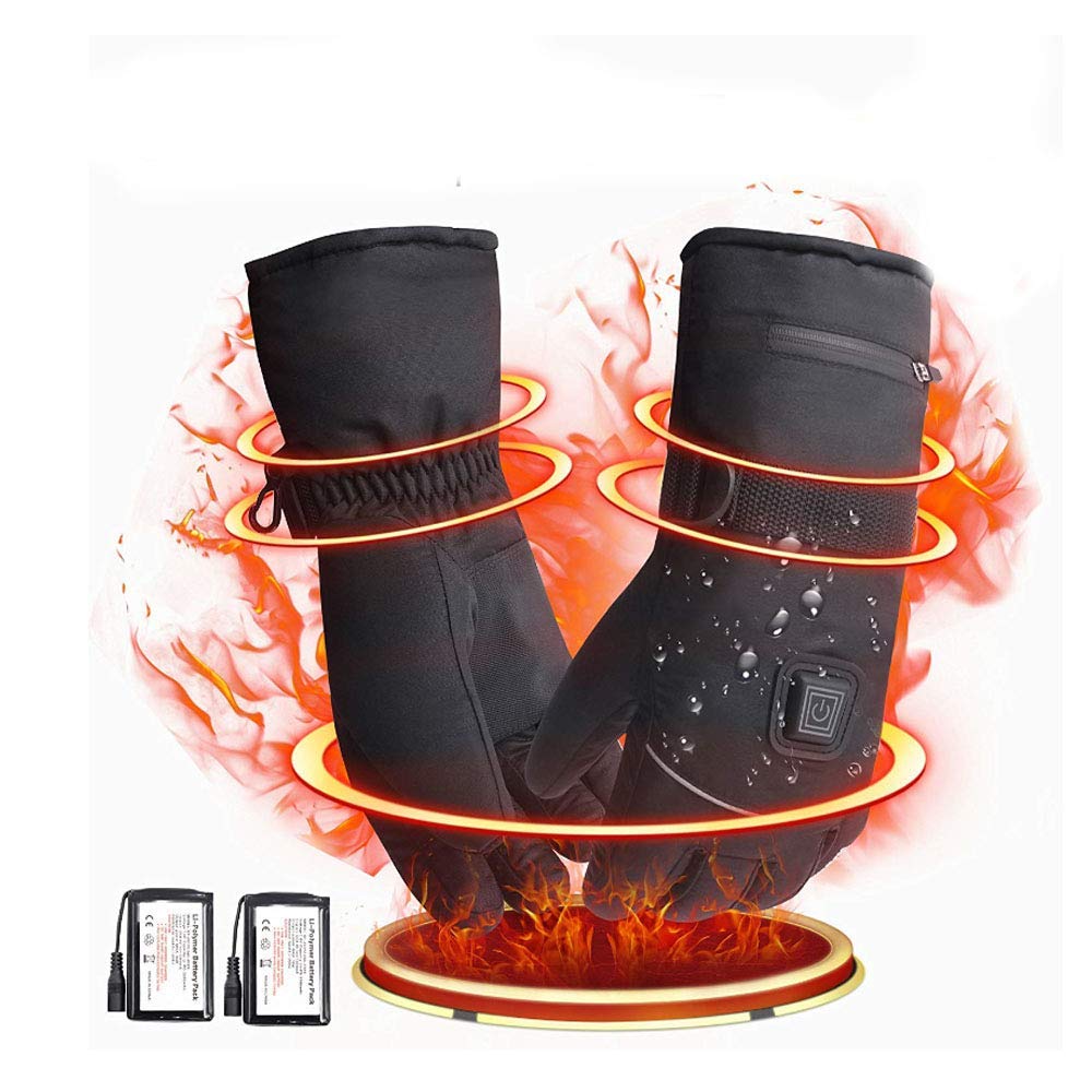 BININBOX Electric Heated Gloves, Three Gear Heat Setting Rechargeable Li-ion Battery Powered Heating Thermal Warm Mittens Hand Warmer for Men Women Winter Outdoor Riding Skiing Cycling