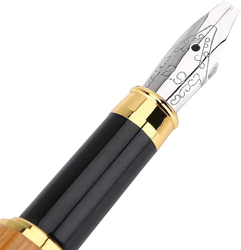 Vista 23 de Heayzoki Pluma estilográfica gótica, bolígrafos de caligrafía de lujo para escribir, pluma de tinta de madera de bambú elegante vintage, bolígrafo