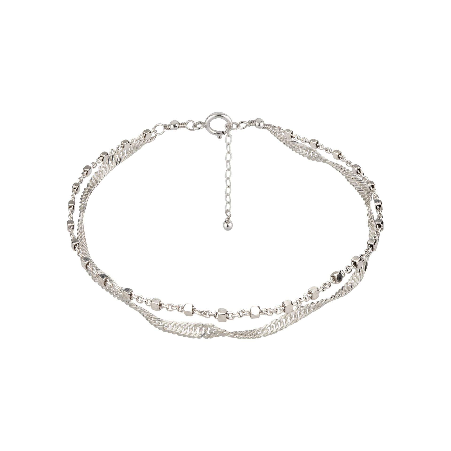 Double Strand Bracelet, 6.5-7.5 Inches Hand Chain, 925 Sterling Silver Chain Bracelets, Minimalist Jewelry for Women, Gift for Her