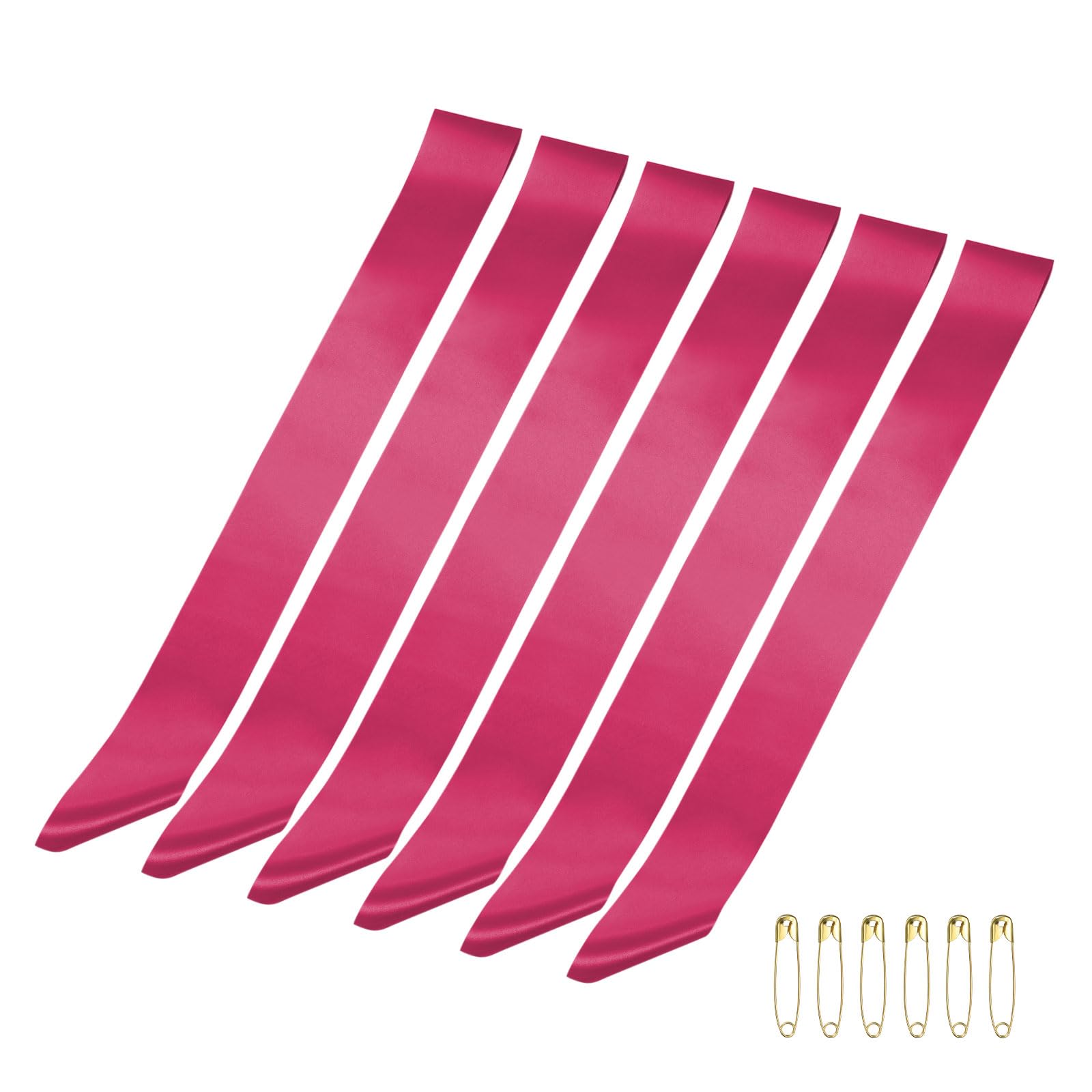 PATIKIL 160 x 9.5cm Blank Satin Sash, 6 Pcs Rose Red Plain Prom Queen Satin Sashes for Pageant Prom Graduation Wedding Banquet Birthday Party DIY Decorations