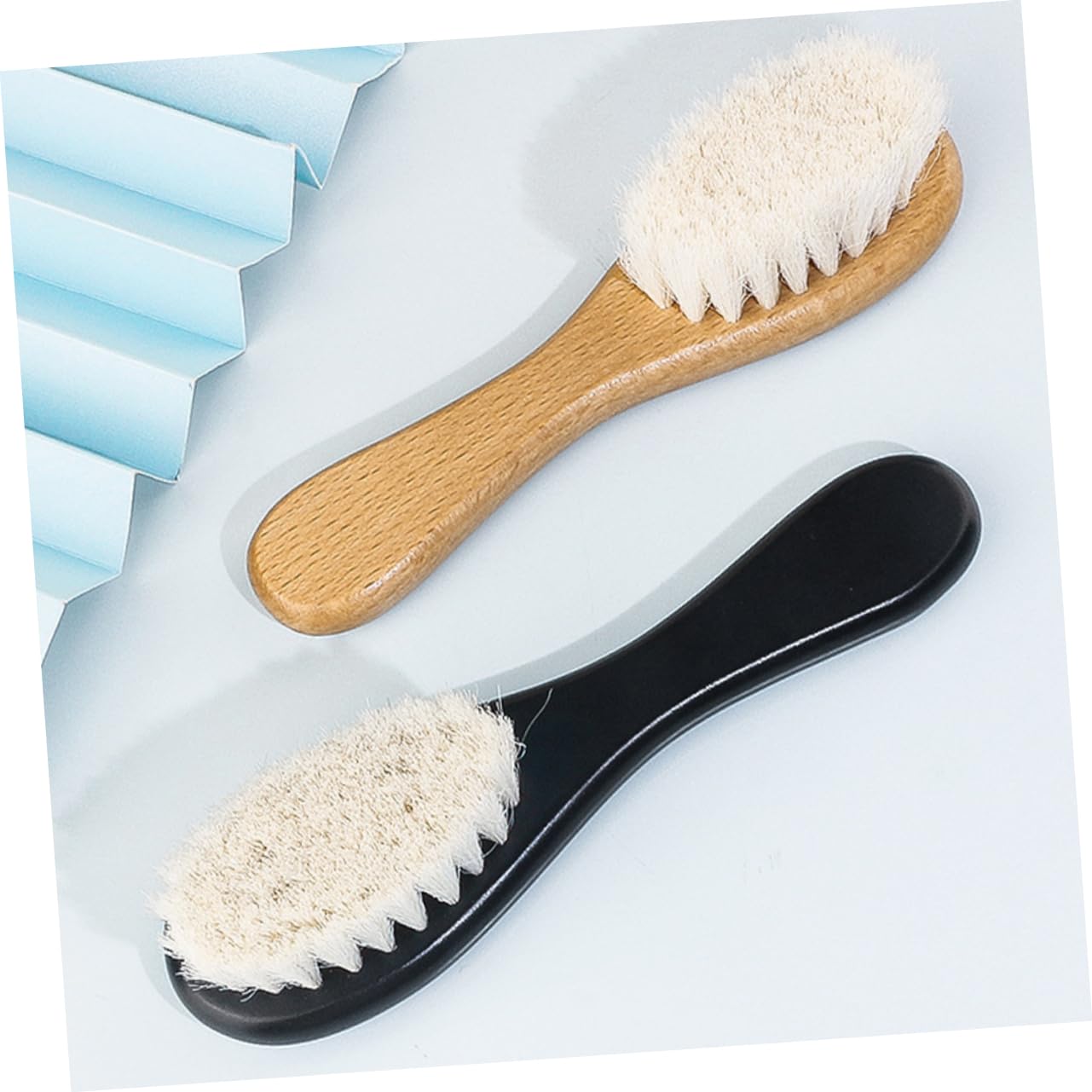 MOLUCKFU Hair Brush Newborn 2 Pcs Wooden Handle Brush Set for Toddlers Infants Cradle Cap Gentle Scalp Care