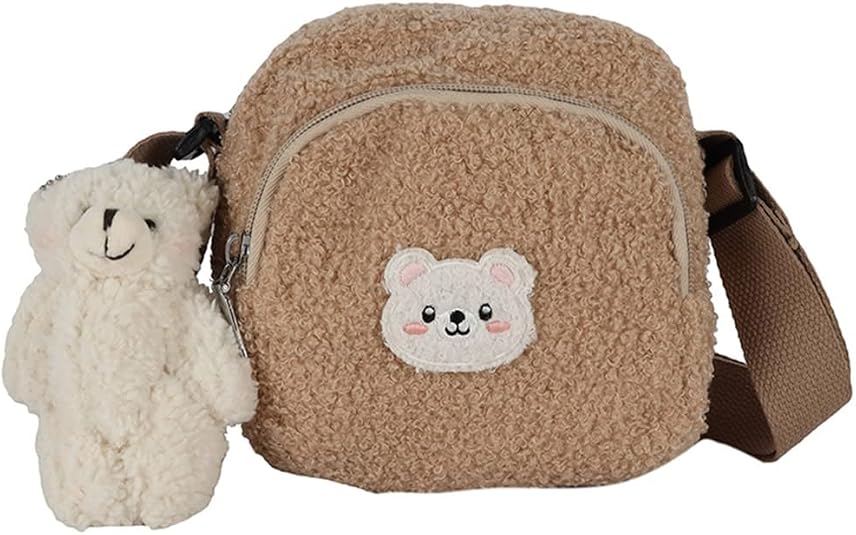 Sac à Bandoulière Peluche Ours Pour Fille - Petit Modèle Crème - Occasion - Idéal Cadeau