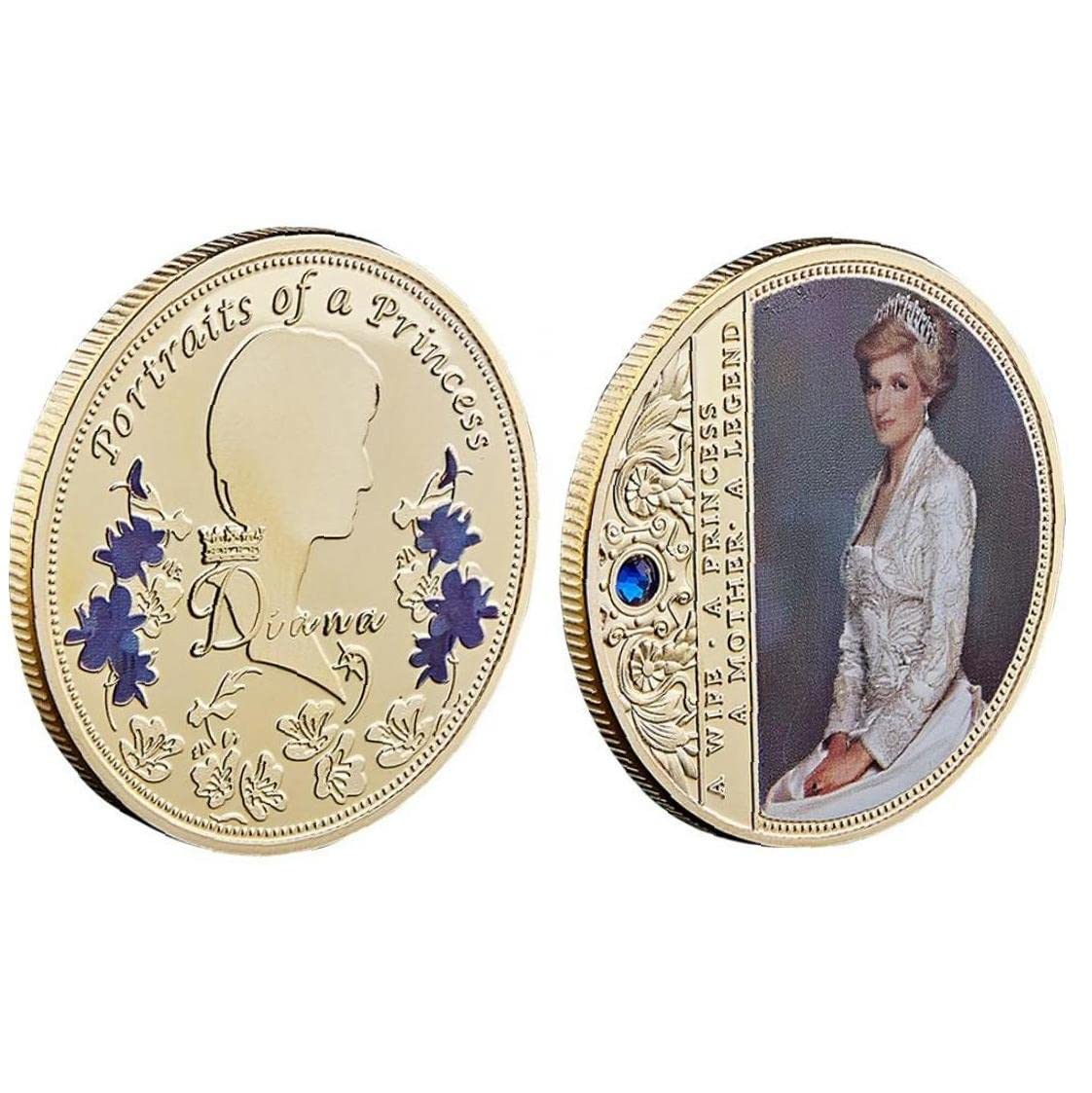 Tossper Gold 1Pc Princess Diana Commemorative Coin Queen Souvenir Coin Collection Gifts Collectible Coins 40X3mm