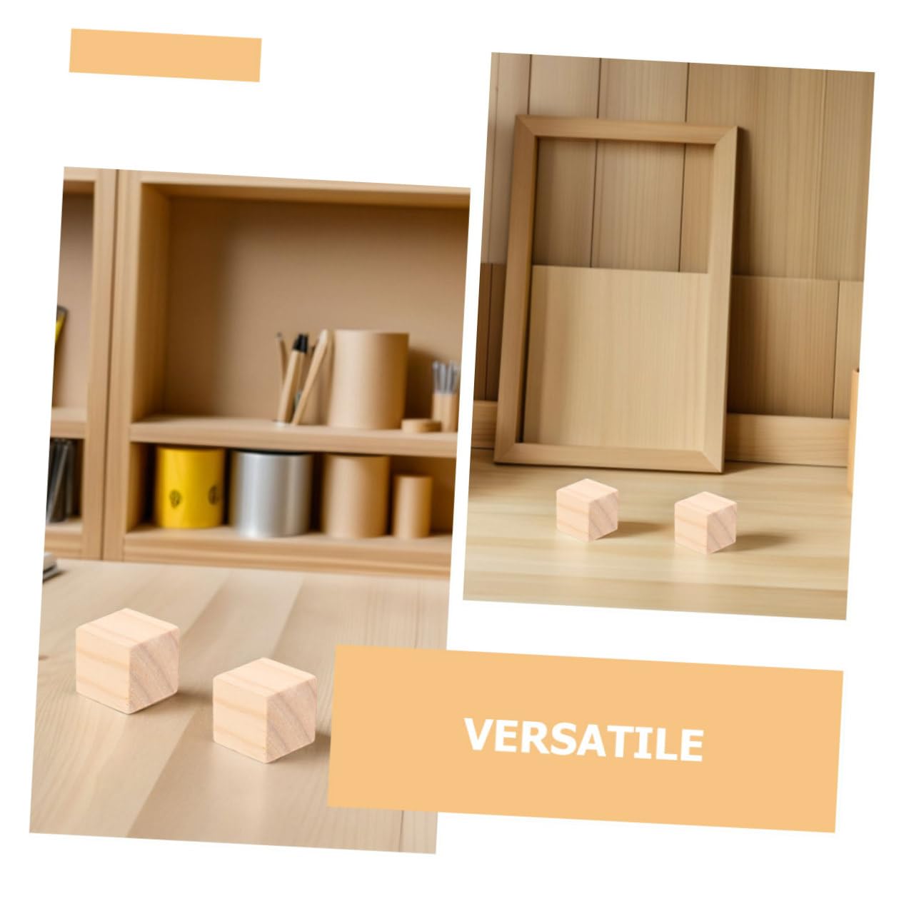 20 Stück Holzklötze Naturbelassene Quadratische Bauklötze Bausteine Montessori Stapelspielzeug Kreative DIY Holz Würfel für Vorschule und Bastelprojekte