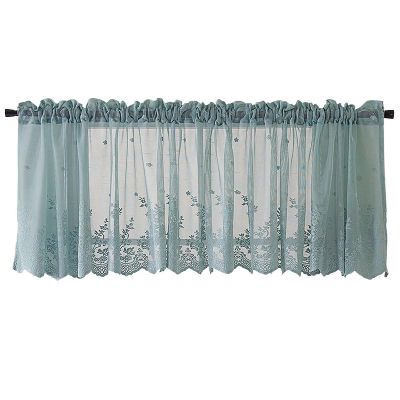 BDFJEDS Cabinet Curtain Semi Transparent Voile Curtain Window Treatment Lace Kitchen Ruffle Drape Valance Cabinet Dustproof(74x61cm green)