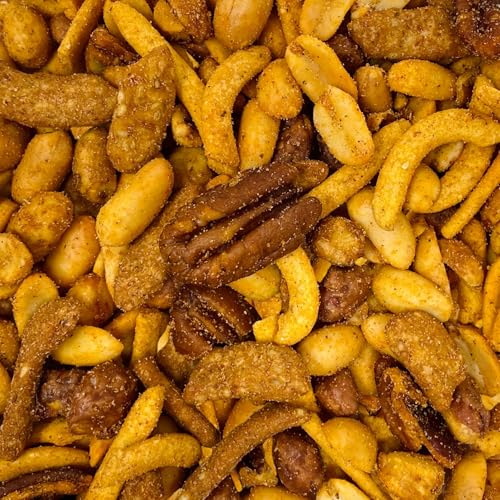 Image of Belmont Peanuts Cocktail Crunch Mix, 18 oz (1 Pack) - Pecans, Butter Toffee Virginia Peanuts, Sesame Sticks, Rice Sticks, Seasoned Peanuts - Simple Ingredients, No Preservatives, Hand Seasoned